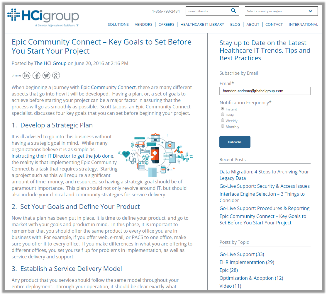 The HCI Group Epic Community Connect Subscribe Blog